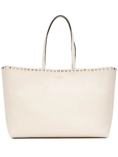 Valentino Garavani Rockstud Shopper Tote In White