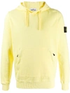 Stone Island Logo Patch Relaxed Fit Hoodie In Yellow