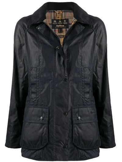 Barbour Beadnell Waxed Cotton Jacket In Black