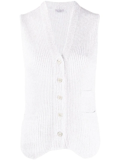 Brunello Cucinelli Ribbed Knitted Vest In White