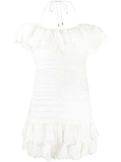 Zimmermann Off The Shoulder Pleated Dress In White
