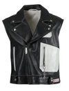 RAF SIMONS BLACK AND WHITE SLEEVELESS PERFECTO VEST JACKET,F925F262-026E-AB4C-0BBF-7B71F9744F75