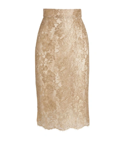 Dolce & Gabbana Embroidered Tulle Skirt In Gold