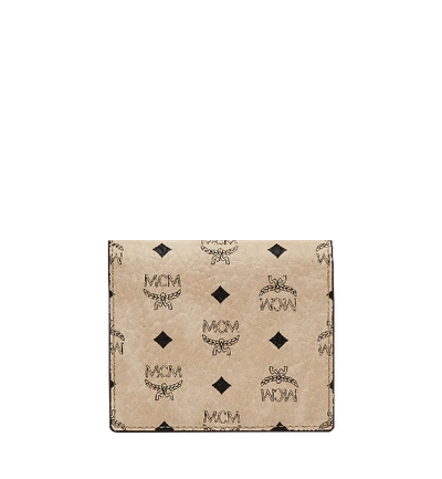 Mcm Two Fold Wallet In Visetos Original In Beige