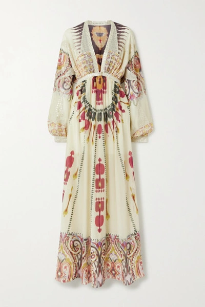 Etro Queen Of 1964 Ikat-print Silk-georgette Gown In White