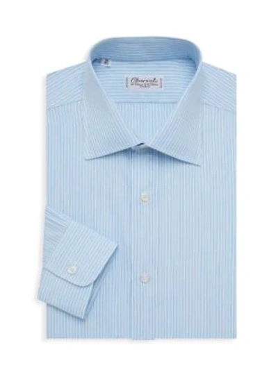 Charvet Stripe Cotton Dress Shirt In Blue