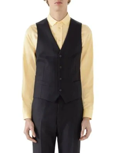 Gucci Buttoned Wool & Mohair Vest In Black