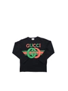 Gucci Kids' Gg Logo Sweatshirt In Dark Blue In Navy