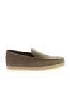 TOD'S LOGO NUBUCK LOAFERS IN DOVE GREY COLOR