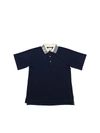 GUCCI CONTRASTING COLLAR POLO SHIRT IN BLUE