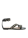 RED VALENTINO METAL DETAILS SANDALS IN BLACK