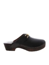 CELINE LES BOIS BLACK MULES WITH GOLDEN LOGO