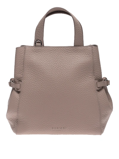 Orciani Fan Soft Pebbled Leather Medium Bag In Taupe