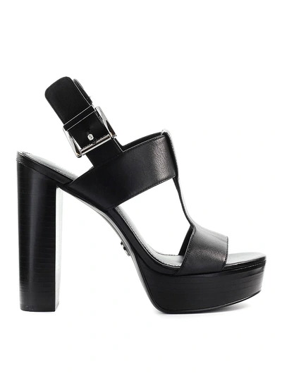 Michael Kors Becker Burnished Leather Platform Sandal In Black