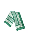 ELISABETTA FRANCHI CHAINS PATTERN FOULARD IN GREEN AND WHITE
