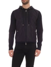 MONCLER LOGO PATCH CARDIGAN IN BLUE