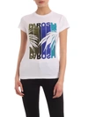 P.A.R.O.S.H MULTICOLOR LOGO PRINT AND RHINESTONES T-SHIRT IN WHITE