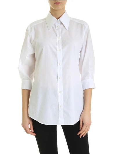 Dolce & Gabbana Pearly Buttons Shirt In White