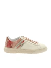 Hogan H365 Sneakers In Beige And Pink Python Effect Leather