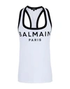 Balmain Logo Print Lycra Tank Top In White