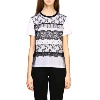 Red Valentino Lace-overlay Cotton-jersey T-shirt In White