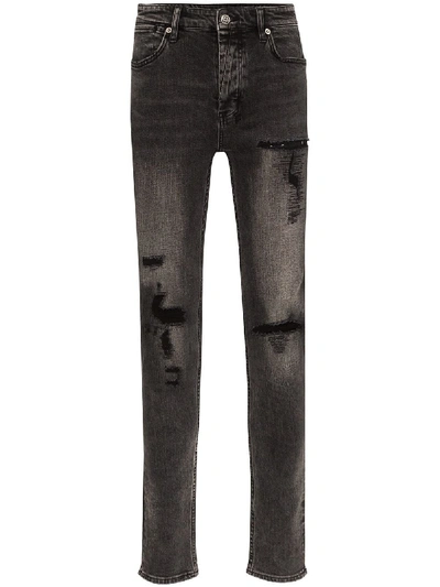 Ksubi Van Winkle Angst Thrash Grey Denim Jeans In Black