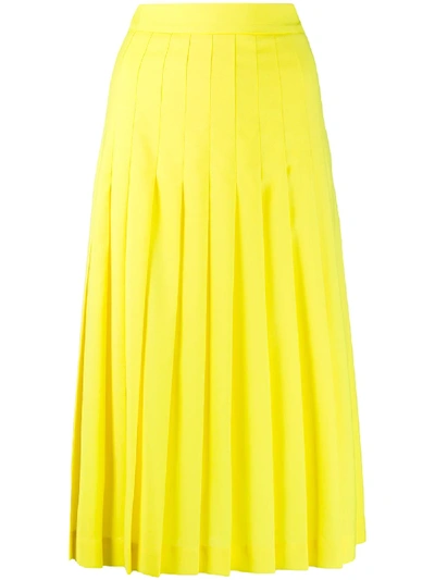 Msgm Pleated Skirt In Yellow