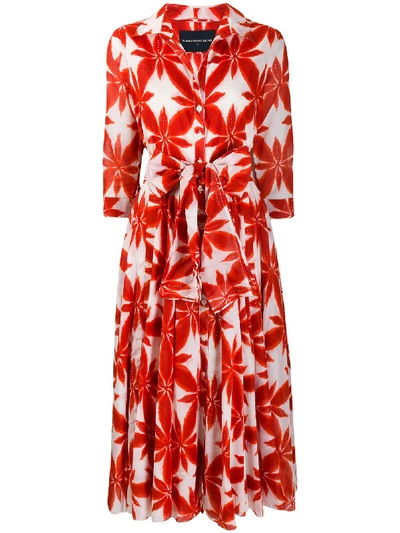 Samantha Sung Aster Floral-print Shirt Dress In Orange