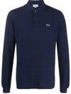 Lacoste Original L.12.12 Mens Long Sleeve Cotton Polo Shirt In Blue