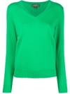 N•peal V-neck Cashmere Jumper In Green
