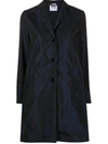 Aspesi Single Breasted Mid-length Coat In Blue