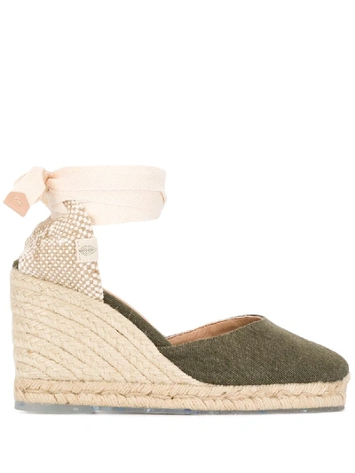 Castaã±er Carina 80mm Wedge Espadrilles In Green