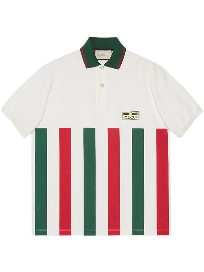 Gucci Web-striped Oversize Polo Shirt In White
