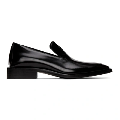 Balenciaga Bb Logo-embossed Square-toe Leather Loafers In Black