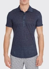 Orlebar Brown Short-sleeved Linen Polo Shirt In Navy