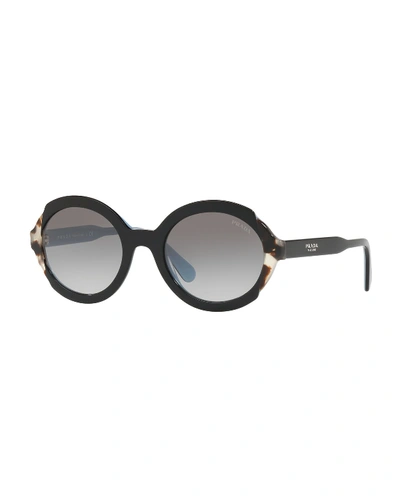 Prada Tortoiseshell Oval Sunglasses In Grey Gradient