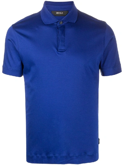 Z Zegna Fine Knit Polo Shirt In Blue