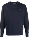 Acne Studios Fairview Face Cotton Sweatshirt In Blue