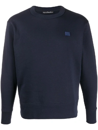 Acne Studios Fairview Face Cotton Sweatshirt In Blue