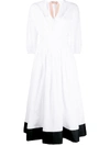 N°21 Contrast-hem V-neck Dress In White