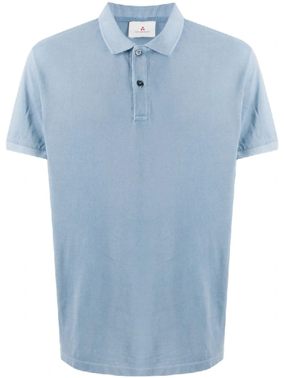 Peuterey Logo Embroidered Shortsleeved Polo Shirt In Blue
