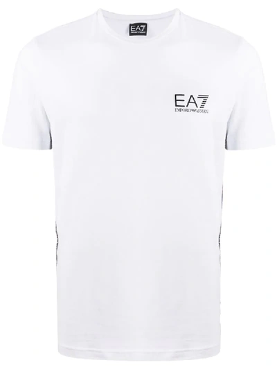 Ea7 Crew Neck Logo Tape T-shirt In White