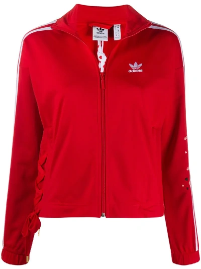 Adidas Originals Locked Up Logo Track Jacket In Red-pink