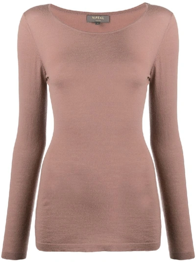 N•peal Long-sleeved Cashmere Top In Brown