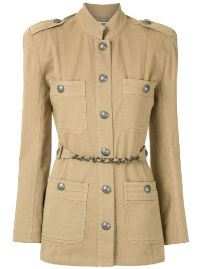 Andrea Bogosian Riot Belted Chain-embellished Coat In Neutrals