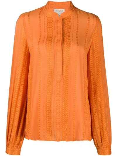 Zeus + Dione Jacquard Design Blouse In Orange