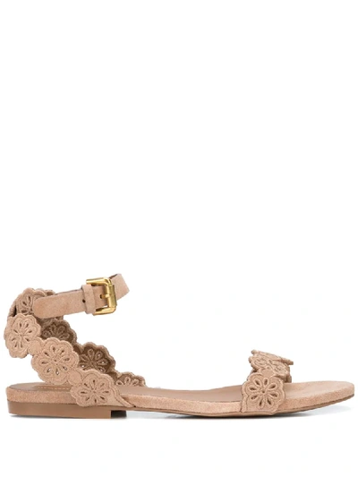 See By Chloé Open Toe Perforated-detail Sandals In Neutrals