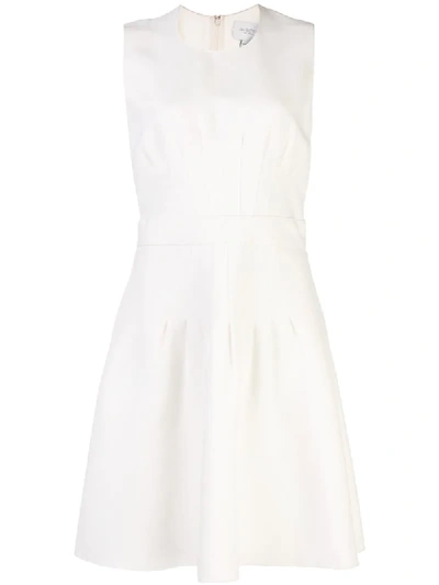Giambattista Valli Pleated Detail Silk Dress In White