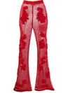 Acne Studios Floral-embroidered Knitted Trousers In Red