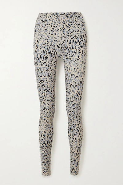 Varley Century Leopard-print Stretch Leggings In Blue